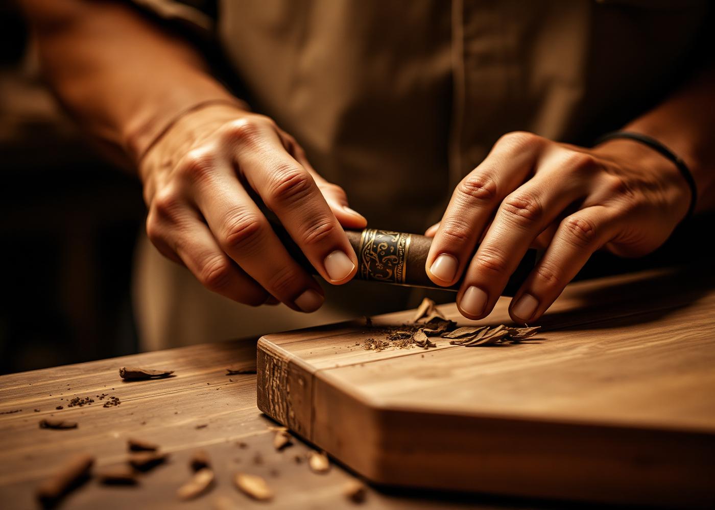 Torcedor hand-rolling a premium cigar
